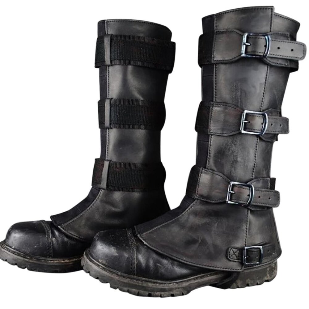 Men's Medieval Pirate Boot Covers PU Leather Steampunk Adjustable Buckle